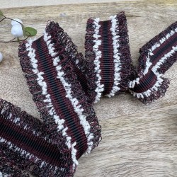 Тесьма репсовая цвета бордо с бахромой и петельками по краям, 3 см