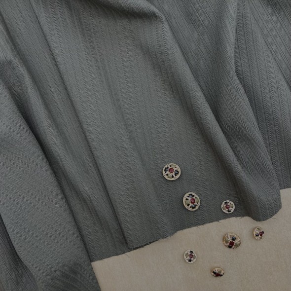 Ткань хлопок с модалом цвета хаки структурная полоска косичка