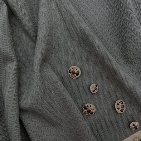 Ткань хлопок с модалом цвета хаки структурная полоска косичка