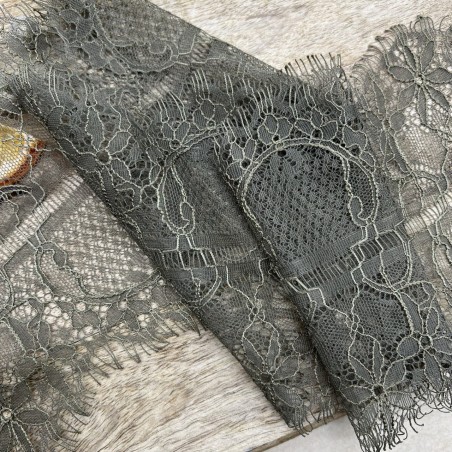 Кружево ажурное тонкое цвета хаки, ширина 14 см