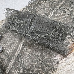 Кружево ажурное тонкое цвета хаки, ширина 14 см