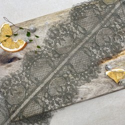 Кружево ажурное тонкое цвета хаки, ширина 14 см