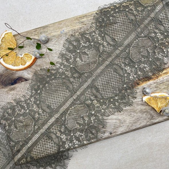 Кружево ажурное тонкое цвета хаки, ширина 14 см