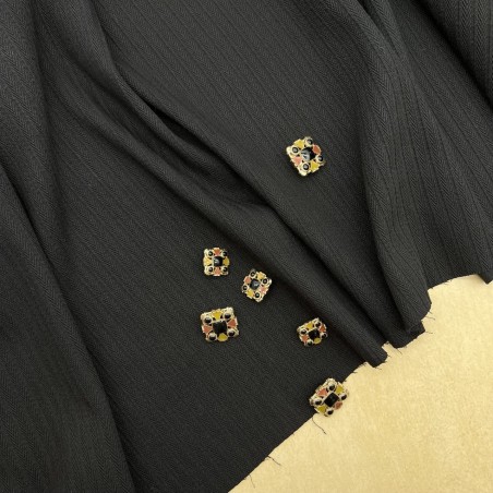 Ткань хлопок с модалом чёрного цвета структурная полоска косичка