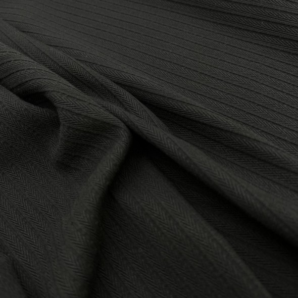 Ткань хлопок с модалом чёрного цвета структурная полоска косичка