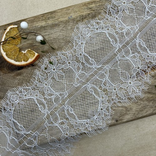 Кружево ажурное тонкое молочного цвета, ширина 14 см 2