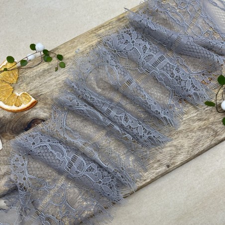 Кружево ажурное тонкое серого цвета, ширина 14 см