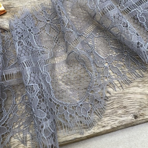 Кружево ажурное тонкое серого цвета, ширина 14 см 2