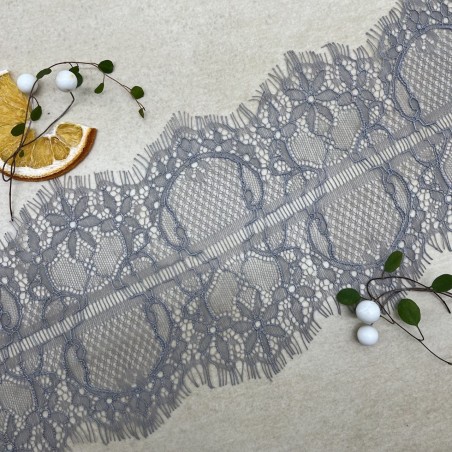 Кружево ажурное тонкое серого цвета, ширина 14 см