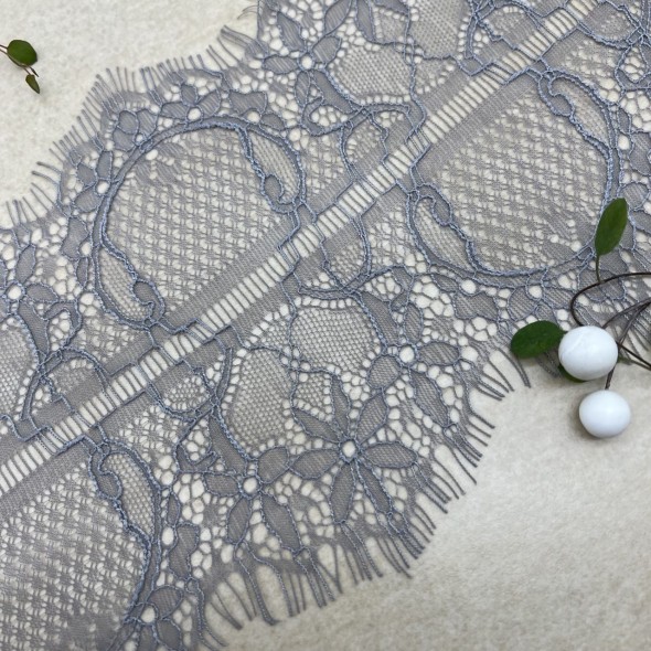 Кружево ажурное тонкое серого цвета, ширина 14 см