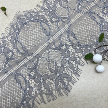 Кружево ажурное тонкое серого цвета, ширина 14 см
