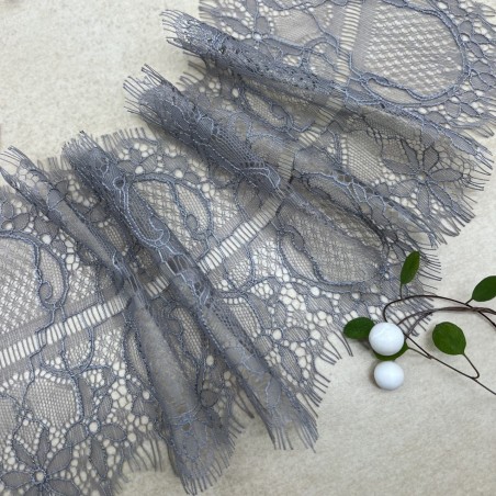 Кружево ажурное тонкое серого цвета, ширина 14 см