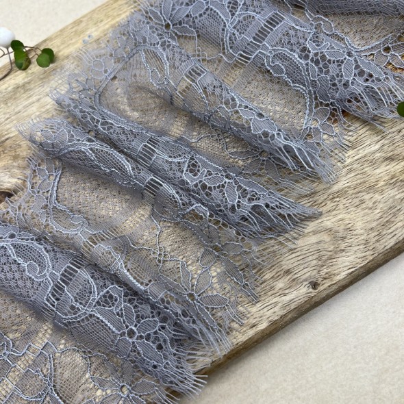 Кружево ажурное тонкое серого цвета, ширина 14 см