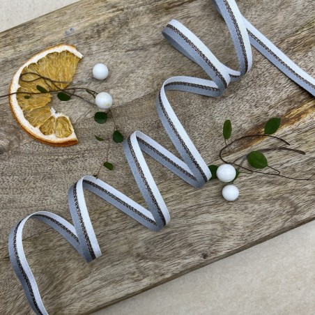 Тесьма репсовая в полоску с бронзовым люрексом, 10 мм