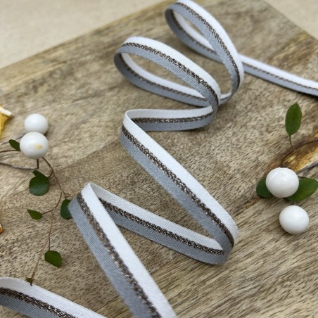 Тесьма репсовая в полоску с бронзовым люрексом, 10 мм