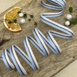 Тесьма репсовая в полоску с бронзовым люрексом, 10 мм