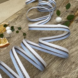 Тесьма репсовая в полоску с бронзовым люрексом, 10 мм