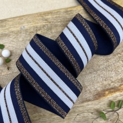 Резинка эластичная для пояса полосатая с бронзовым люрексом, 4 см