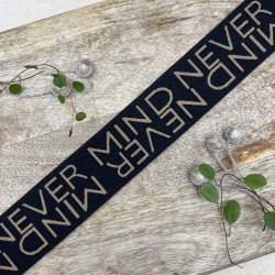 Резинка эластичная для пояса, черная с текстом, 4 см