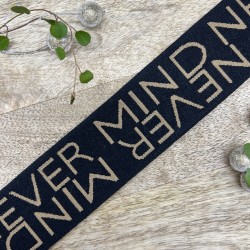 Резинка эластичная для пояса, черная с текстом, 4 см