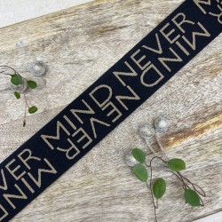 Резинка эластичная для пояса, черная с текстом, 4 см