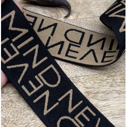 Резинка эластичная для пояса, черная с текстом, 4 см