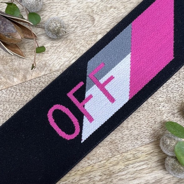 Резинка эластичная для пояса, черная с текстом, 4 см