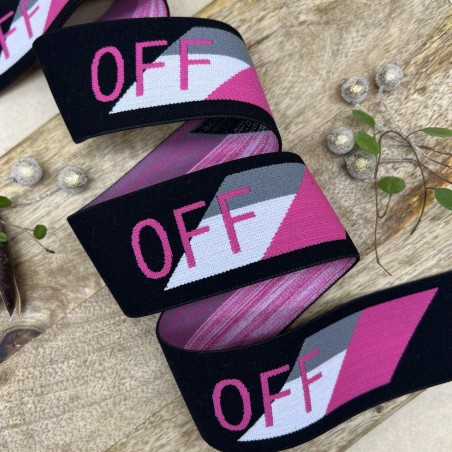 Резинка эластичная для пояса, черная с текстом, 4 см