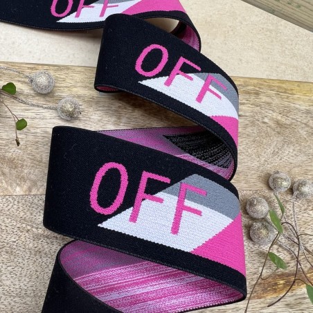 Резинка эластичная для пояса, черная с текстом, 4 см