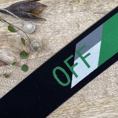 Резинка эластичная для пояса, черная с текстом, 4 см