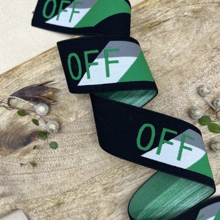 Резинка эластичная для пояса, черная с текстом, 4 см