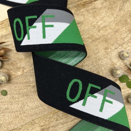 Резинка эластичная для пояса, черная с текстом, 4 см