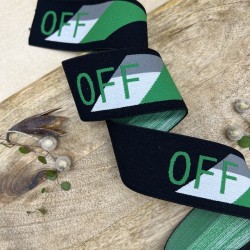 Резинка эластичная для пояса, черная с текстом, 4 см