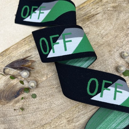 Резинка эластичная для пояса, черная с текстом, 4 см