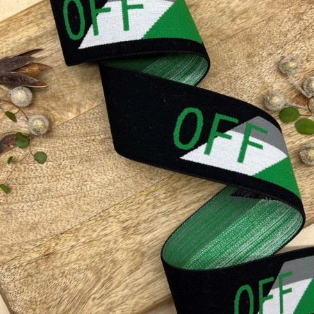 Резинка эластичная для пояса, черная с текстом, 4 см