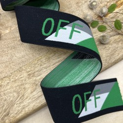 Резинка эластичная для пояса, черная с текстом, 4 см