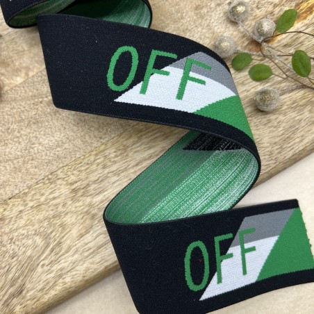 Резинка эластичная для пояса, черная с текстом, 4 см