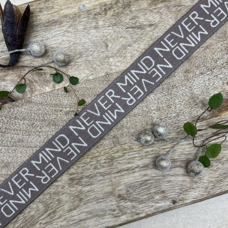 Резинка эластичная для пояса, бежевая  с текстом, 2,5 см