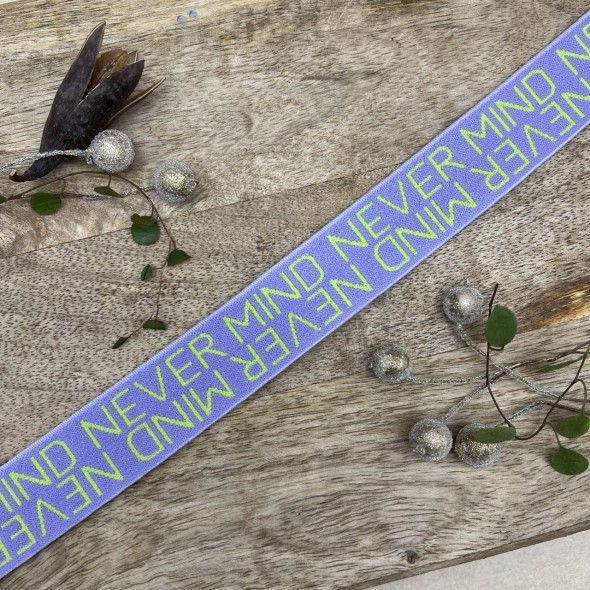 Резинка эластичная для пояса, сиреневая с ярким текстом, 2,5 см