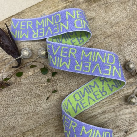 Резинка эластичная для пояса, сиреневая с ярким текстом, 2,5 см