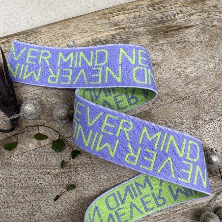 Резинка эластичная для пояса, сиреневая с ярким текстом, 2,5 см