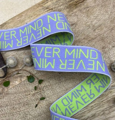 Резинка эластичная для пояса, сиреневая с ярким текстом, 2,5 см