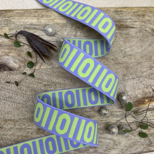 Резинка эластичная для пояса, сиреневая с неоновым узором, 2,5 см