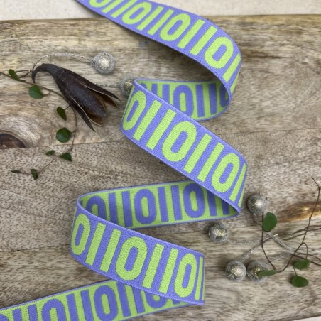 Резинка эластичная для пояса, сиреневая с неоновым узором, 2,5 см