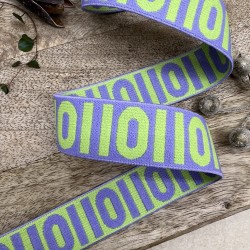 Резинка эластичная для пояса, сиреневая с неоновым узором, 2,5 см