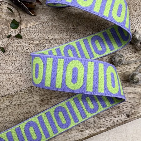 Резинка эластичная для пояса, сиреневая с неоновым узором, 2,5 см