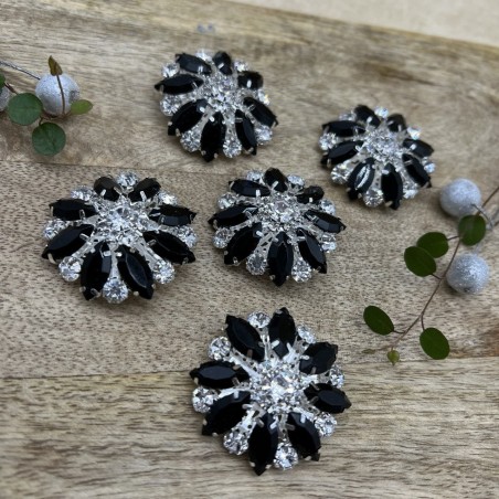 Пуговицы крупные декоративные с чёрными стразами, 40 мм