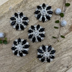 Пуговицы крупные декоративные с чёрными стразами, 40 мм