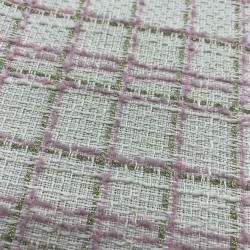 Ткань твид молочный в клетку