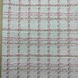 Ткань твид молочный в клетку